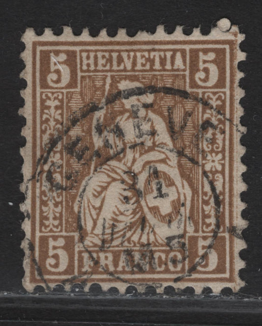 Lot 192 Switzerland SC#43a 5c Bistre Brown Seated Helvetia, 1862-1864 Seated Helvetia Issue, A Very Fine Used Single