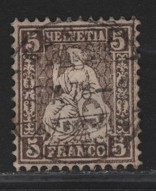 Lot 193 Switzerland SC#43b 5c Gray Brown Seated Helvetia, 1862-1864 Seated Helvetia Issue, A Very Fine Used Single, White Paper
