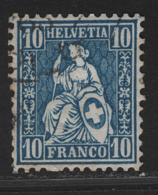 Lot 195 Switzerland SC#44 10c Greenish Blue Seated Helvetia, 1862-1864 Seated Helvetia Issue, A Very Fine Used Single