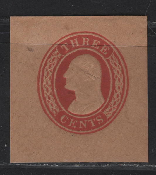 Lot 211 United States SC#U1 3c Red on Buff , 1853-1854 Nesbitt Issue, A Very Fine Unused Cut Square Single