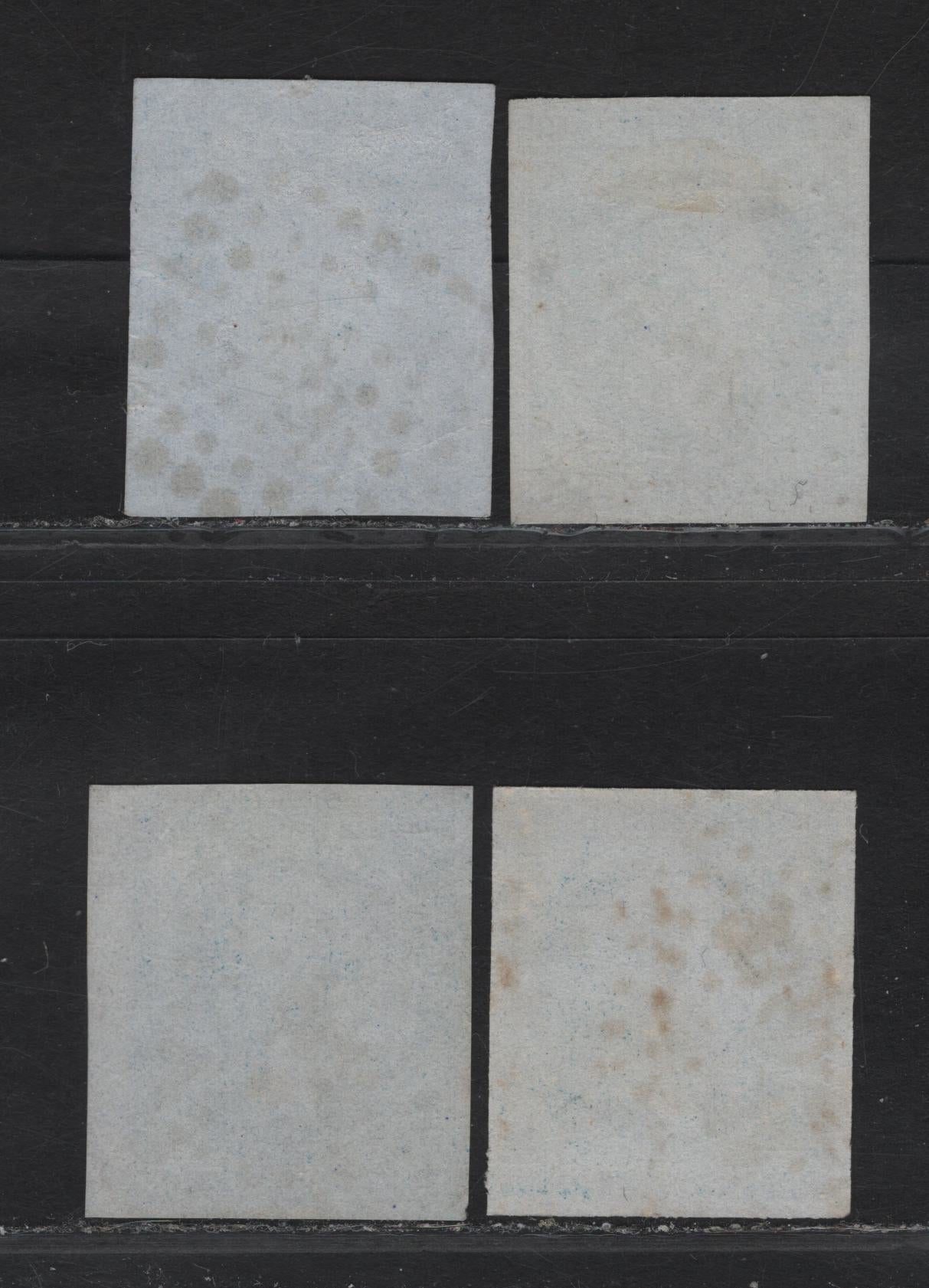 Lot 22 France SC#15 20c Blue on Bluish Napoleon III, 1853-1860 Emperor Napoleon III Issue, 4 Very Fine/Extremely Fine Used Imperf Singles, #2340, #248, #1836 & #2950 Small Numeral Diamond Dotted Cancels