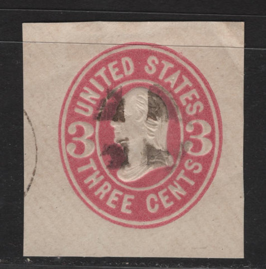 Lot 221 United States SC#U58 3c Pink on White Washington, 1864-1865 5th Nesbitt Issue, A Very Fine Used Cut Square Single