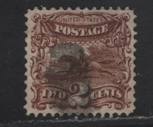 Lot 222 United States SC#113 2c Deep Brown Post Horse & Rider, 1869 Pictorial Issue, A Very Fine Used Single