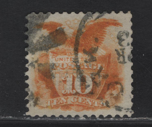 Lot 224 United States SC#116 10c Yellow Shield & Eagle, 1869 Pictorial Issue, A Very Fine Used Single