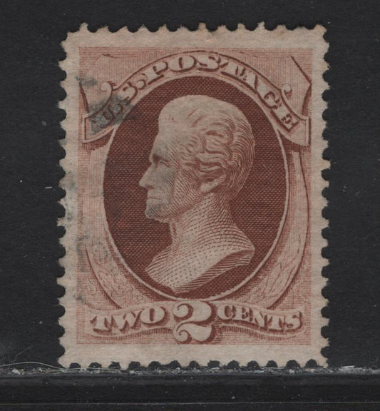 Lot 225 United States SC#146 2c Red Brown Andrew Jackson, 1870 Large Banknote Issue, A Very Fine Used Single, Without Grill