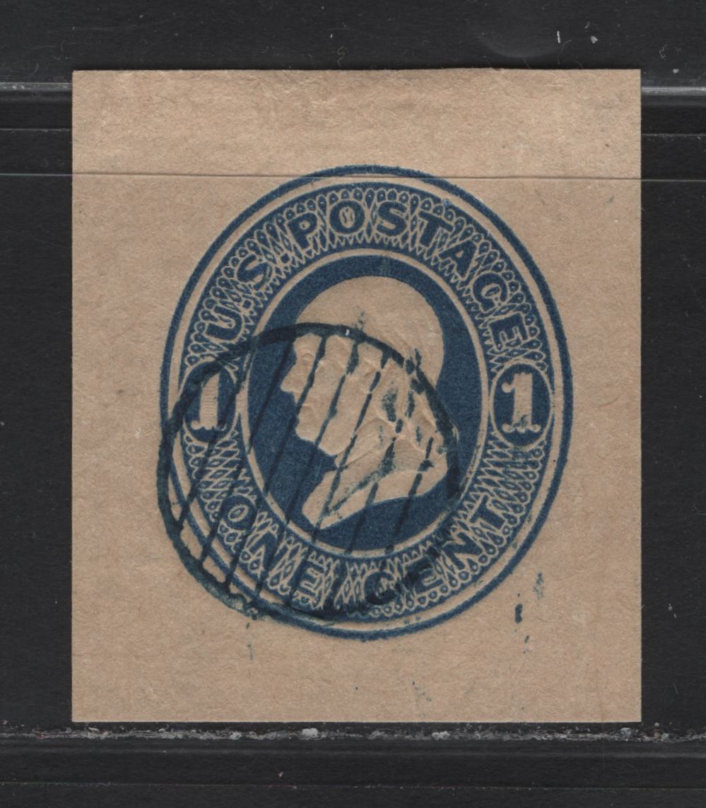 Lot 229 United States SC#W77 1c Blue Franklin, 1870-1871 Reay Issue, A Very Fine Used Cut Square Single, Wrapper On Manilla
