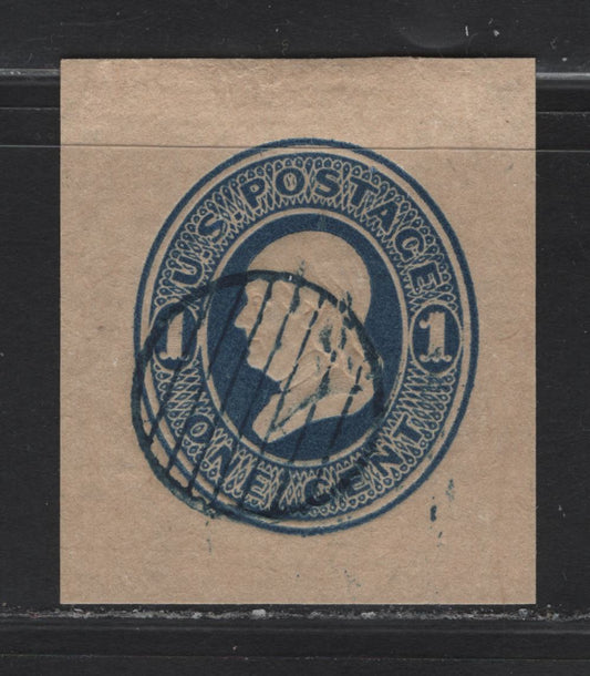 Lot 229 United States SC#W77 1c Blue Franklin, 1870-1871 Reay Issue, A Very Fine Used Cut Square Single, Wrapper On Manilla