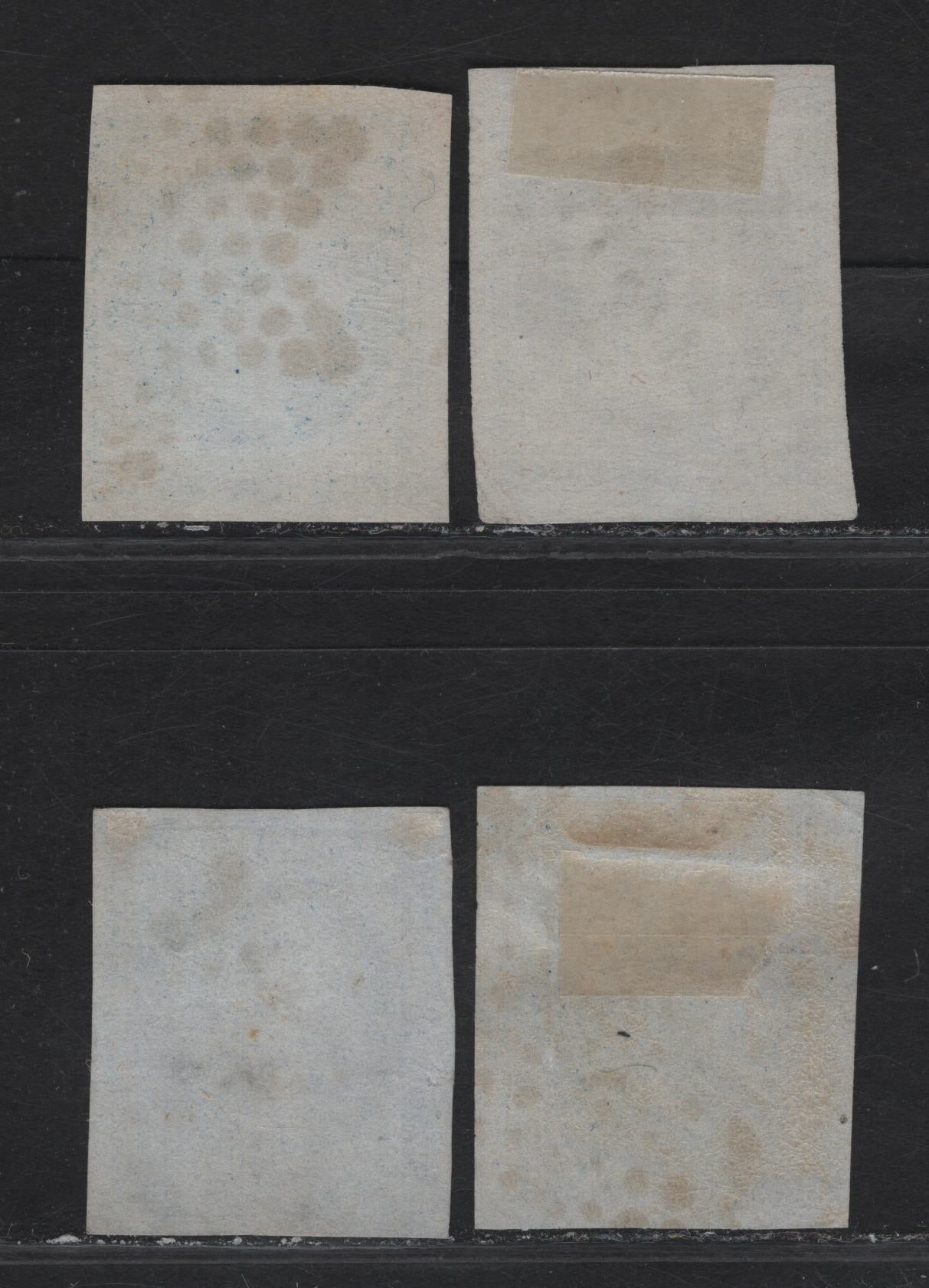 Lot 23 France SC#15, 15a 20c Blue - Dark Blue on Bluish Napoleon III, 1853-1860 Emperor Napoleon III Issue, 4 Very Fine Used Imperf Singles