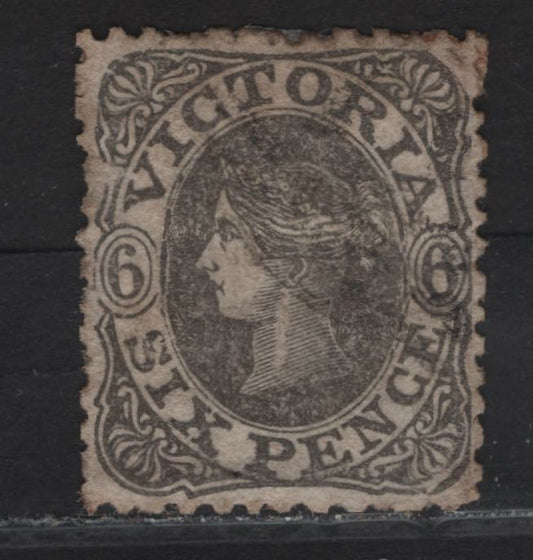 Lot 239 Australia - Victoria SC#68a 6d Gray Black Queen Victoria, 1857-1861 Emblems Issue, A Very Fine Used Single, Wmk Value In Words, Excellent Centering For This Issue