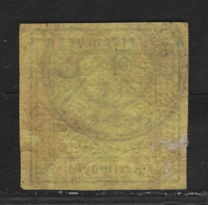 Lot 242 Wurttemburg SC#2 3kr Black on Yellow Numerals, 1851-1852 Numeral Issue, A Very Fine Used Imperf Single