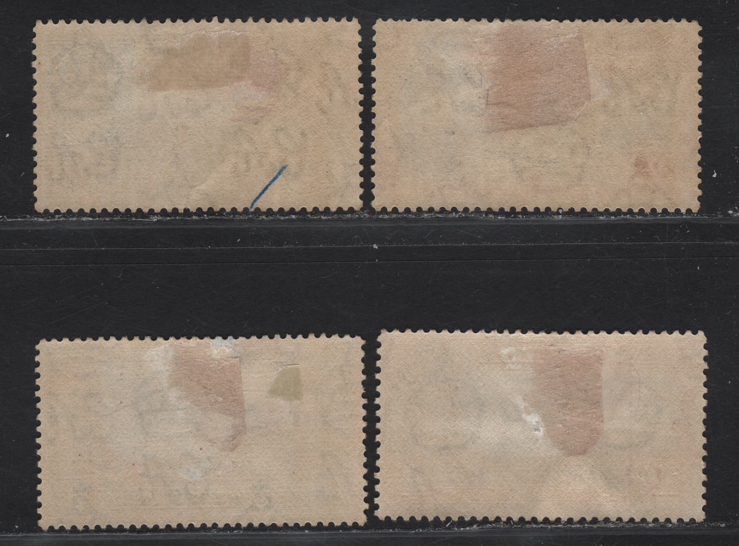 Lot 247 (C) Ascension SG#39b, 41, 42a, 43 1d - 6d Black & Yellow Orange - Black & Blue Green Mountain - Three Sisters, 1938-1953 KGVI Pictorial Issue, 4 F/VFOG Singles, Perfs 13.5 (Rest) & 13 (1d)