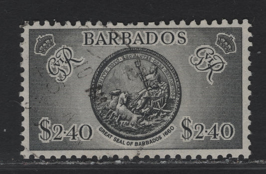 Lot 253 (C) Barbados SG#282 $2.4 Black Seal of Barbados, 1950 Pictorial Issue, A Very Fine Used Single