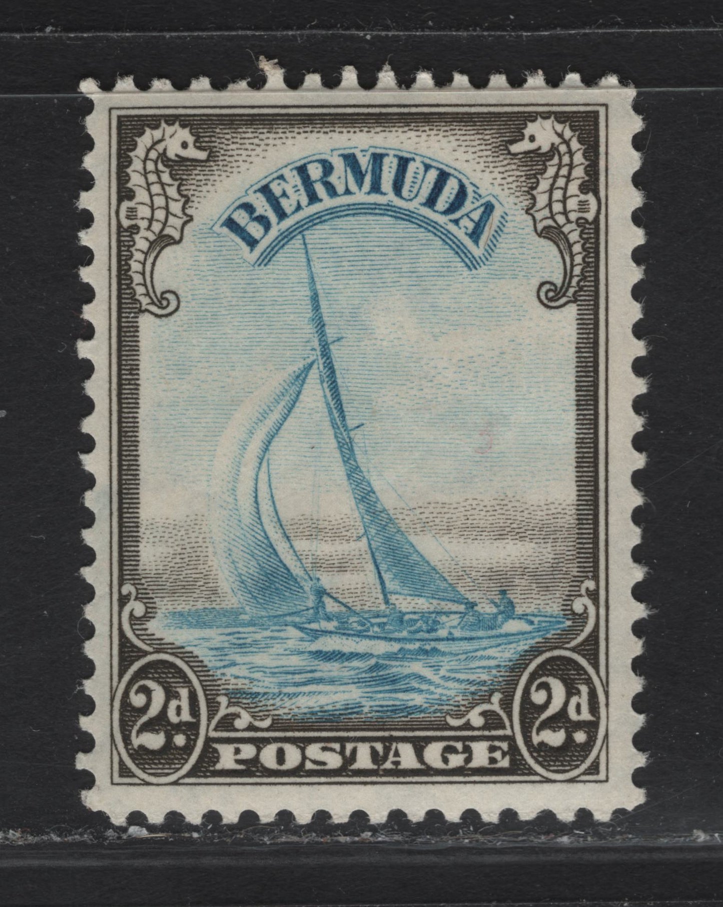 Lot 254 (C) Bermuda SG#112 2d Light Blue & Sepia Yacht Lucie, 1938-1952 KGVI Pictorial Issue, A VFNH Single, Line Perf 11.9