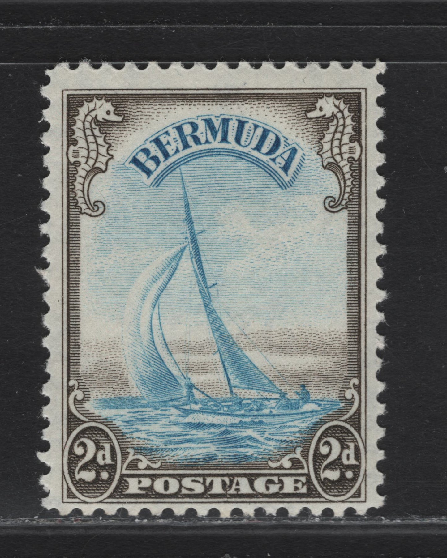 Lot 255 Bermuda SG#112 2d Light Blue & Sepia Yacht Lucie, 1938-1952 KGVI Pictorial Issue, A FOG Single