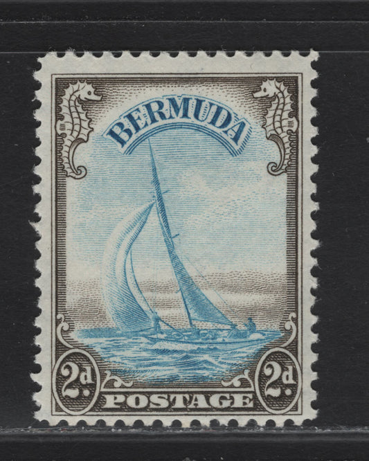 Lot 255 Bermuda SG#112 2d Light Blue & Sepia Yacht Lucie, 1938-1952 KGVI Pictorial Issue, A FOG Single