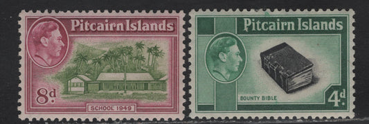 Lot 285 (C) Pitcairn Islands SG#5b, 6a 4d - 8d Black & Emerald Green - Olive Green & Magenta King George VI, 1940-1951 KGVI Pictorial Issue, 2 VFOG Singles