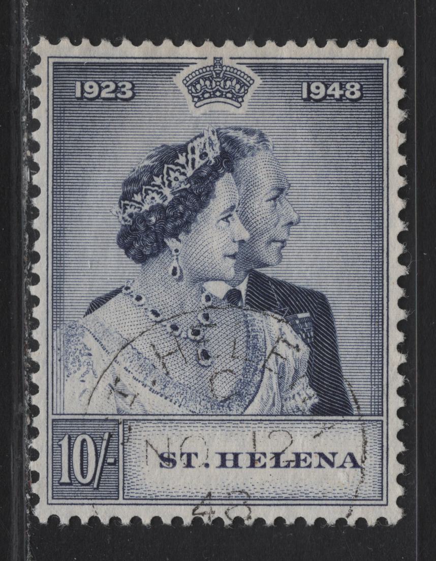 Lot 286 (C) St Helena SG#144 10/- Violet Blue King George VI & Queen Elizabeth, 1948 Silver Wedding Issue, A Very Fine Used Single