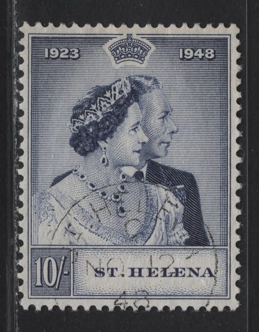 Lot 286 (C) St Helena SG#144 10/- Violet Blue King George VI & Queen Elizabeth, 1948 Silver Wedding Issue, A Very Fine Used Single