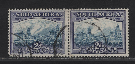 Lot 290 South Africa SG#44e 2d Blue & Violet Union Buildings, 1930-1944 First Photogravure Pictorial Issue, A Fine Used Horizontal Pair