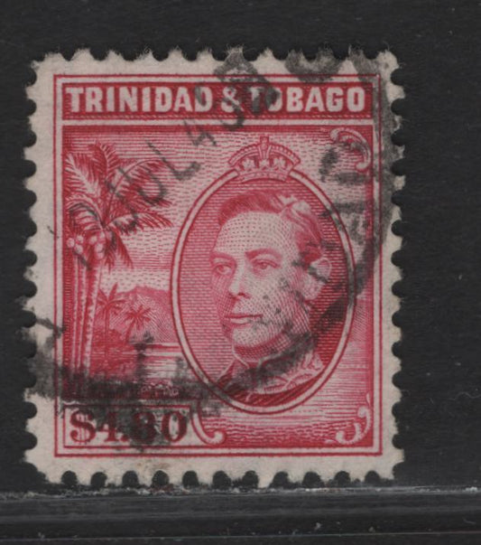 Lot 298 (C) Trinidad & Tobago SG#256 $4.80 Cerise King George VI, 1938-1944 KGVI Pictorial Issue, A Fine Used Single, Scarcer Used Than Mint