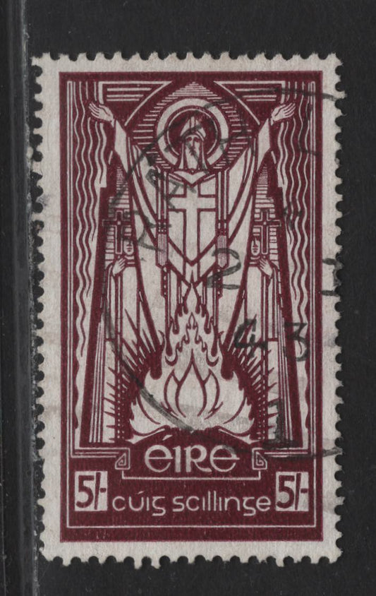 Lot 299 (C) Ireland SG#103 5/- Maroon St Patrick, 1937 St Patrick Issue, A Fine Used Single, Se Monogram Wmk