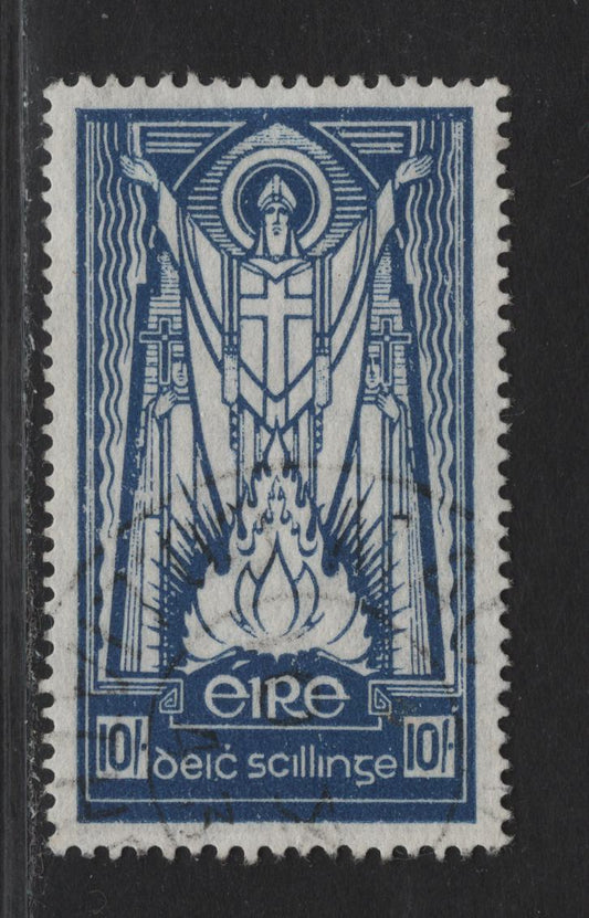Lot 300 (C) Ireland SG#104 10/- Deep Blue St Patrick, 1937 St Patrick Issue, A Very Fine Used Single, Se Monogram Wmk