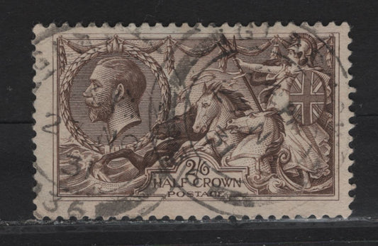 Lot 307 (C) Great Britain SG#413a 2/6 Olive Brown Britannia & Seahorses, 1918-1919 Seahorses Issue, A Fine Used Single, Bradbury Wilkinson Printing