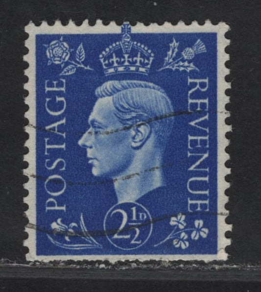 Lot 321 Great Britain SG#466wi 2.5d Ultramarine King George VI, 1937-1947 KGVI Issue, A Fine Used Booklet Single, Inverted Wmk, Guillotined Perfs At Bottom