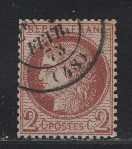 Lot 34 France SC#51 2c Red Brown on Yellowish Ceres, 1870-1873 Ceres Issue, A Very Fine Used Single, Large Numerals
