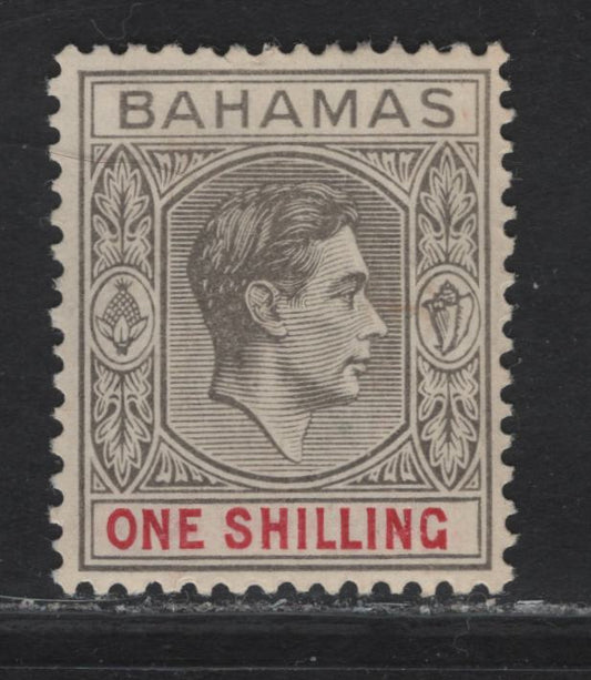 Lot 342 (C)Bahamas SG#155d 1/- Pale Brownish Gray & Crimson King George VI, 1938-1952 KGVI Issue, A VFOG Single, 1948 Printing, Chalky Paper