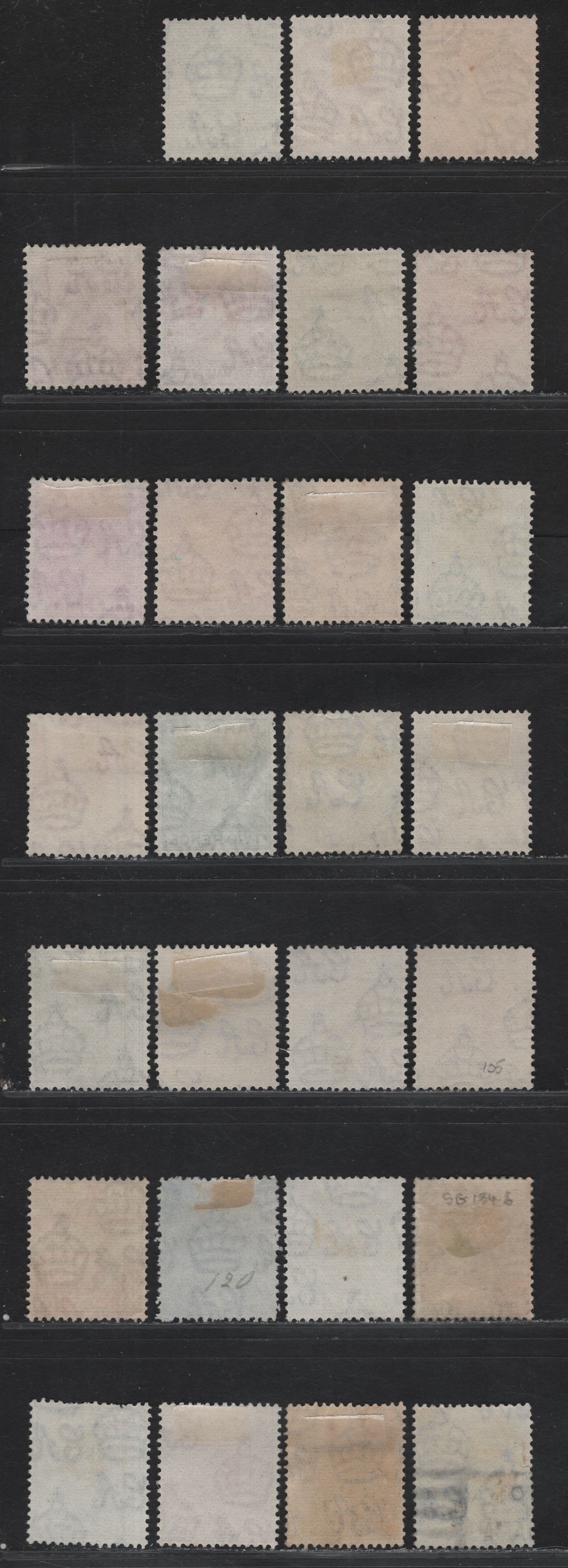 Lot 349 (C)Bahamas SG#149e, 150,a,ab, 151-a, 152,b,bc,c, 153-a, 154,a-b, 161 1/2d - 3d Brown Purple - Scarlet King George VI, 1938-1952 KGVI Issue, 27 Fine/Very Fine Used Singles, Shade Varieties