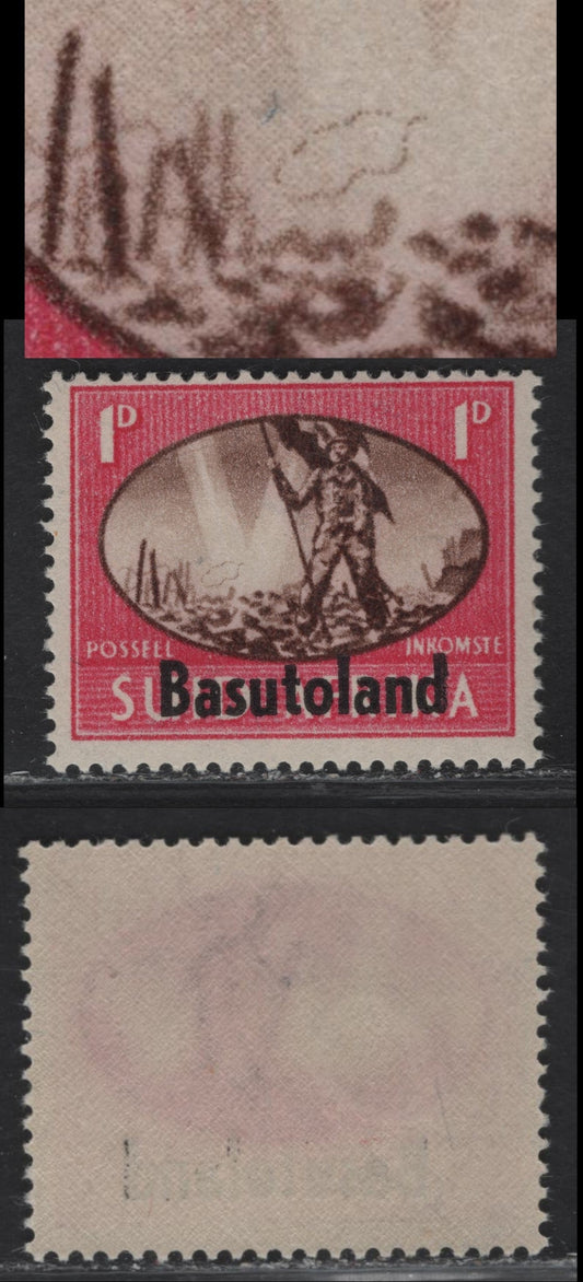 Lot 362 Basutoland SG#29a 1d Brown & Cerise Statue, 1945 Victory Issue, A FNH Single, Barbed Wire Flaw