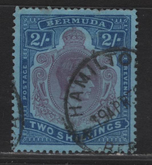 Lot 372 (C)Bermuda SG#116f 2/6 Reddish Purple & Blue on Pale Blue King George VI, 1938-1953 KGVI Keyplate Issue, A Very Good Used Single, Perf 13, Ordinary Paper, Creases At Top.