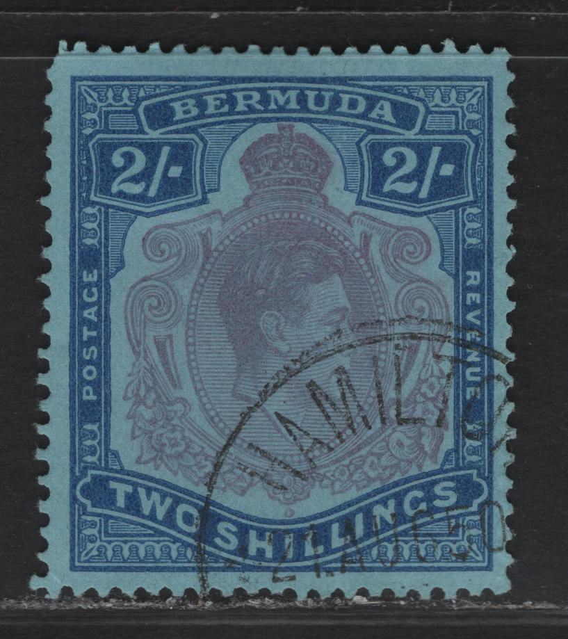 Lot 379 (C)Bermuda SG#116e 2/- Dull Purple & Blue on Pale Blue King George VI, 1938-1953 KGVI Keyplate Issue, A Very Fine Used Single, Ordinary Paper, Perf 13