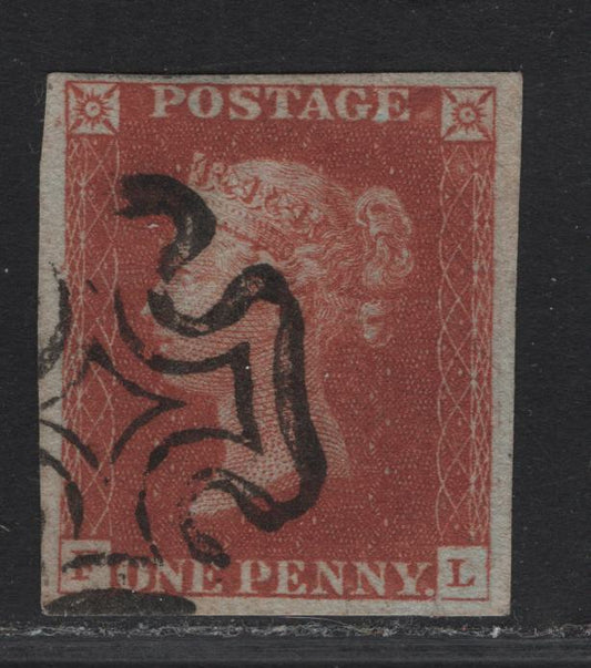 Lot 38 Great Britain SC#3 1d Red Brown Queen Victoria, 1841 Line Engraved Issue, A Very Fine Used Imperf Single, #3 Limerick Maltese Cross Cancel, Alphabet I, Unplated, Likely Early Plate From Before Plate 40.