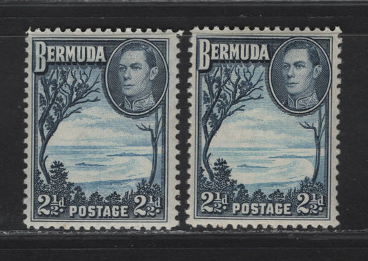 Lot 383 Bermuda SG#113a 2.5d Light & Deep Blue King George VI, 1936-1952 KGVI Pictorial Issue, A VFNH Single, 1939 & 1941 Printings, Smooth & Crackly Gum
