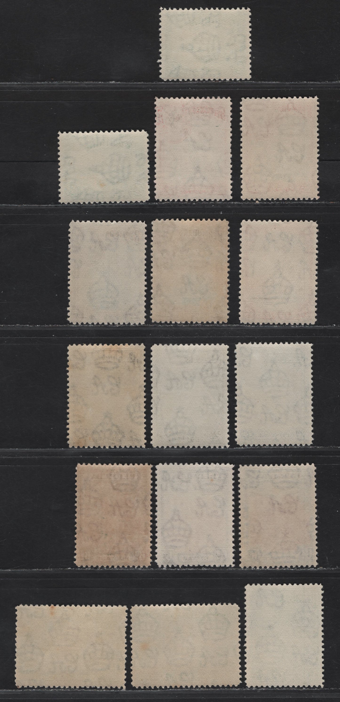 Lot 387 Bermuda SG#98, 104,a, 110-111,b, 112a, 113a-b, 114a-c, 115 1/2d - 1/- Bright Emerald - Green, 1936-1952 KGVI Pictorial Issue, 16 VFNH Singles, Wartime & Postwar Printing pre-1950 Line Perf Printings, Including Listed & Unlisted Shades