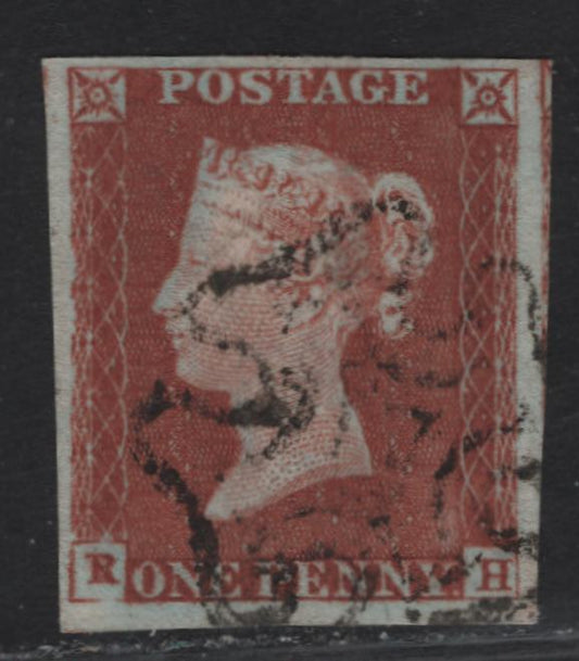 Lot 39 Great Britain SC#3g 1d Red Brown Queen Victoria, 1841 Line Engraved Issue, A Very Fine Used Imperf Single, Plate 33, Ivory Head, Maltese Cross Cancel, Alphabet I. P Converted to R