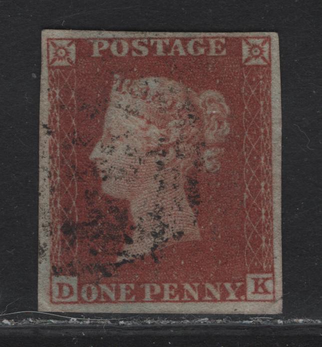Lot 43 Great Britain SC#3 1d Red Brown Queen Victoria, 1841 Line Engraved Issue, A Fine Used Imperf Single, Alphabet 1, Tiny Corner Crease At Lower Right