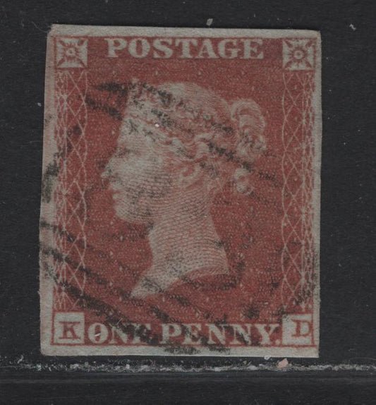 Lot 46 Great Britain SC#3 1d Red Brown Queen Victoria, 1841 Line Engraved Issue, A Very Fine Used Imperf Single, Alphabet 1, 4 Clear Margins