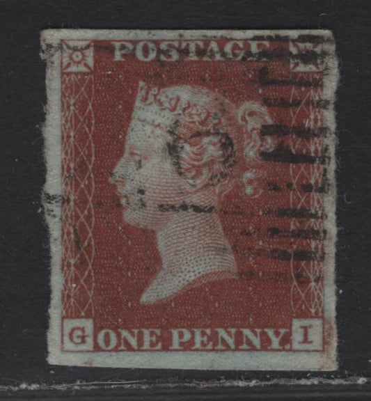 Lot 47 Great Britain SC#3 1d Red Brown Queen Victoria, 1841 Line Engraved Issue, A Extremely Fine Used Imperf Single, Alphabet 2, Full Margins At Top & Oversized On 3 Sides, Full Margins For This Stamp Are 1/2mm.