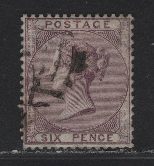 Lot 48 Great Britain SC#27 6d Lilac Queen Victoria, 1859 Queen Victoria Issue, A Very Fine Used Single, No Corner Letters, Clear Margins On All Sides
