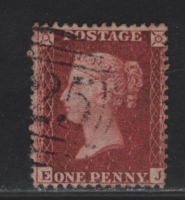Lot 50 Great Britain SC#20 1d Deep Rose Red Queen Victoria, 1857-1863 Queen Victoria Issue, A Fine Used Single, Large Crown Wmk, Perf 14