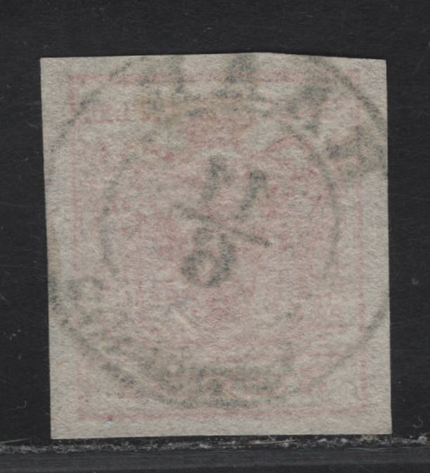 Lot 60 Hungary SC#3 (Austria) 3kr Red Arms, 1850 Arms Issue, A Very Fine Used Imperf Singles, RAAB Postmark Type IV