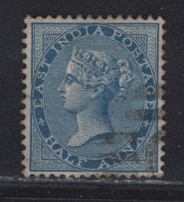 Lot 66 India SC#20 1/2a Blue Queen Victoria, 1865 Queen Victoria Issue, A Very Fine Used Single, Elephants Head Wmk, White Paper, Light Unobstructive Cancel, Seldom Seen On These Issues.