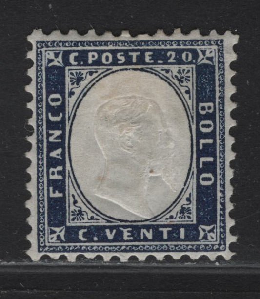 Lot 74 Italy SC#19 20c Dark Blue Victor Emmanuel II, 1862 Victor Emmanuel II Issue, A Very Fine Used Single