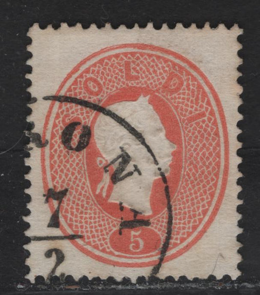Lot 81 Lombardy Venetia SC#13 5s Red Franz Joseph, 1861-1862 Franz Joseph Issue, A Very Fine Used Single, Vienna Cancel