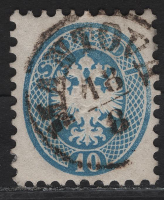 Lot 83 Lombardy Venetia SC#23 10s Blue Arms, 1864-1865 Arms Issue, A Very Fine Used Single, Perf 9.5, Unwatermarked, Mantova Cancel.