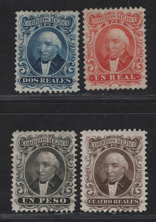 Lot 86 Mexico SC#14-17 1r - 1p Red - Black Hidalgo, 1864 Hidalgo Issue, 4 VFOG & Unused Singles, Without District Names, 1r Has Only A Small Trace Of Gum