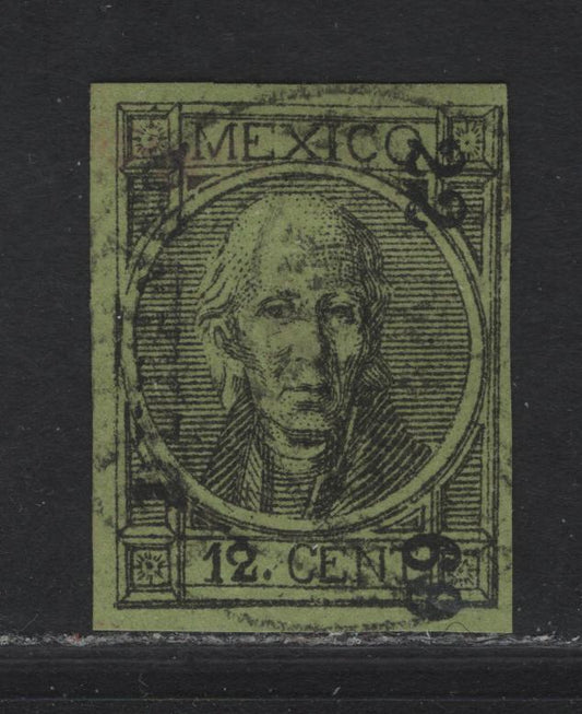 Lot 88 Mexico SC#59 12c Black on Green Hidalgo, 1868 Hidalgo Issue, A Very Fine Used Imperf Single